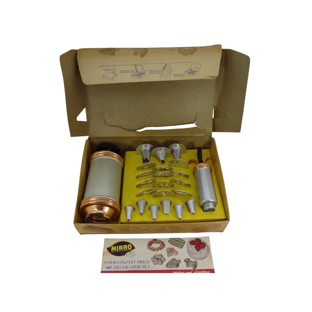 Vintage Mirro‎ Aluminum Cooky-Pastry Press and Decorator Set 350-M with Box